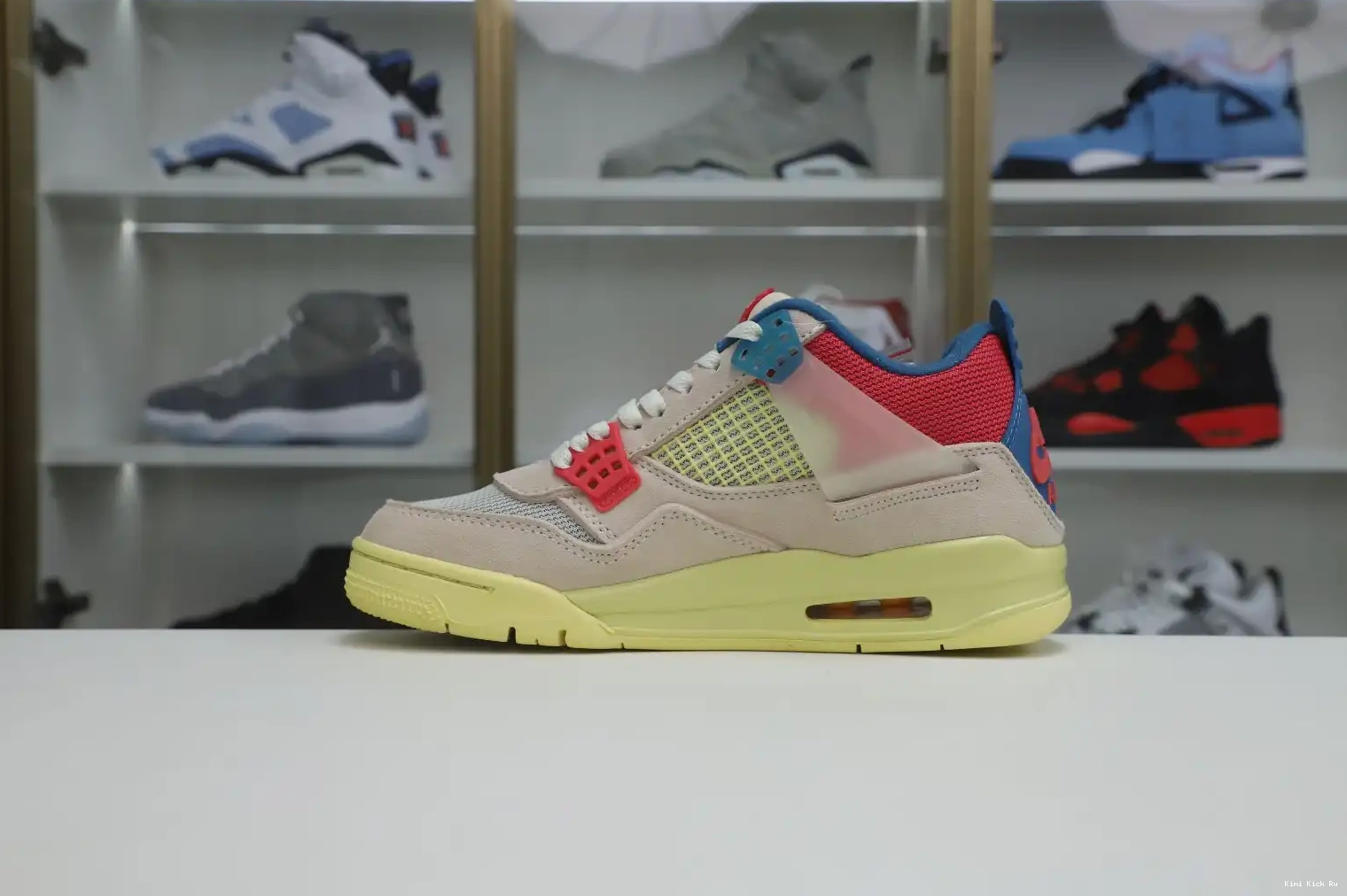 RETRO JORDAN UNION X ICE' 4 'GUAVA LA Kimikick AIR 0709